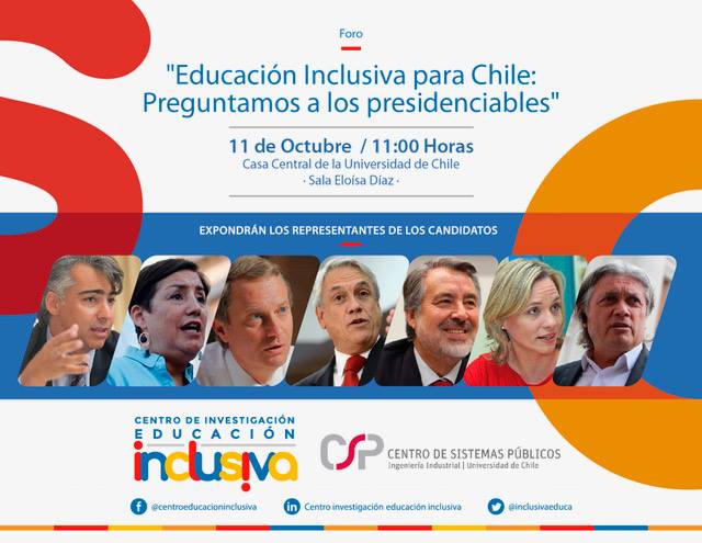 Mañana Miércoles 11 a las 11 FORO EDUCACIÓN INCLUSIVA PARA CHILE