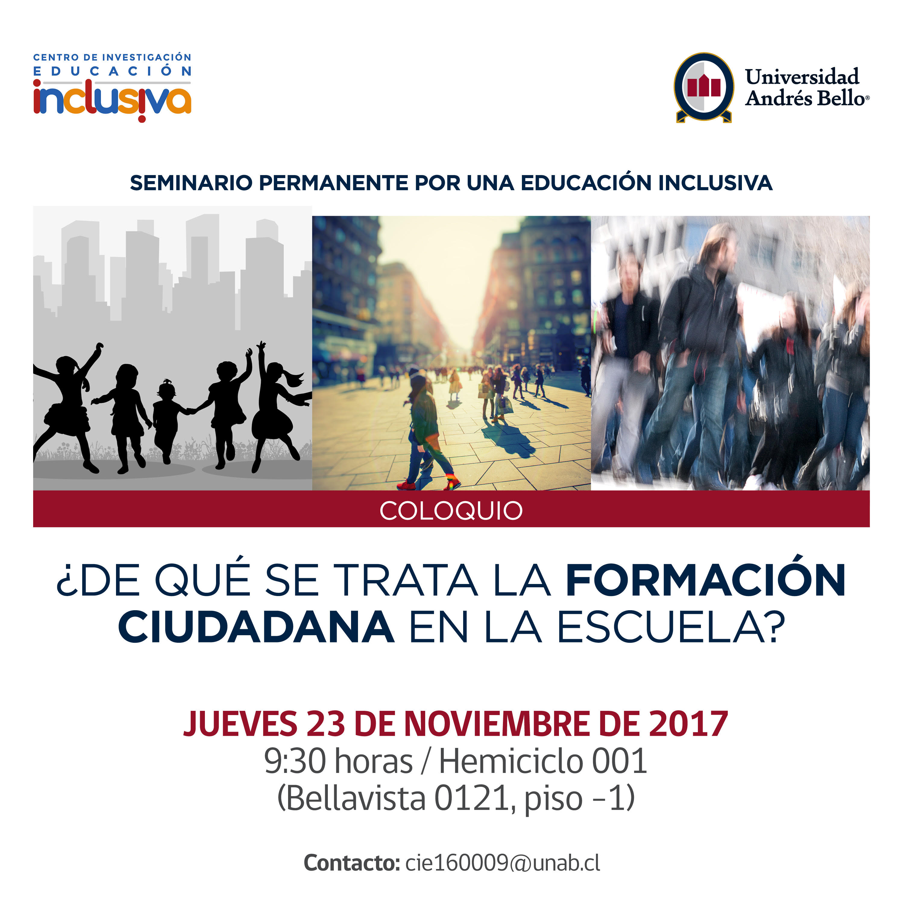 Centro Eduinclusiva y Universidad Andrés Bello realizarán coloquio sobre formación ciudadana en la Escuela