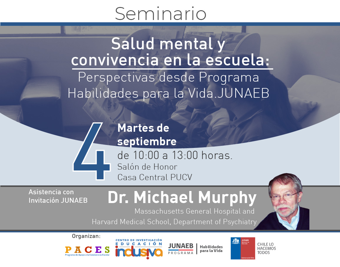 Michael Murphy expondrá en evento conjunto de Centro Eduinclusiva, PACES PUCV y JUNAEB